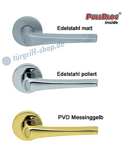 1026 Rosettengarnitur PullBloc Edelstahl oder Messing Scoop