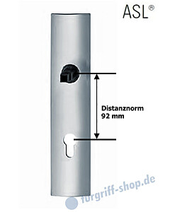 14-1433 eckiges Langschild ASL® mit PZ-Lochung, 92mm, Vierkantaufnahme 8 mm, Edelstahl feinmatt FSB