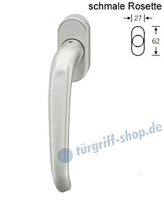 Fenstergriff FSB 34-1023 schmale ovale Rosette 27 x 62 mm | nicht abschließbar Alu F1 natureloxiert