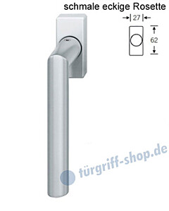 Fenstergriff FSB 34-1076 schmale eckige Rosette 27x62mm | nicht abschließbar Edelstahl feinmatt