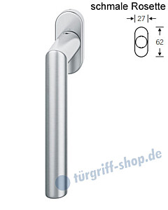 Fenstergriff FSB 34-1076 schmale ovale Rosette 27x62mm | nicht abschließbar Edelstahl feinmatt