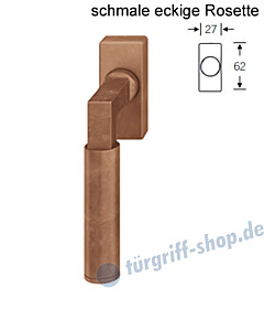 Fenstergriff FSB 34-1102 schmale eckige Rosette 27x62mm | nicht abschließbar Bronze