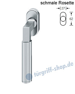 Fenstergriff FSB 34-1102 schmale ovale Rosette 27x62mm | nicht abschließbar Edelstahl feinmatt