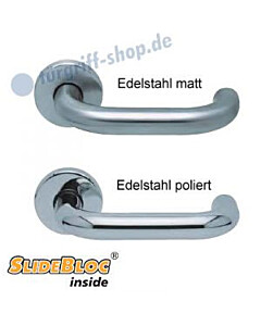 1104 (Ronda) Rosettengarnitur SlideBloc Edelstahl matt oder poliert Scoop