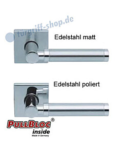 1013 (Ultimo) Quadrat-Rosettengarnitur PullBloc Edelstahl matt o. poliert Scoop