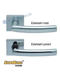 1003 (Geo) Quadratrosettengarnitur SlideBloc Edelstahl matt oder poliert Scoop