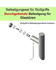 Stoßgriff-Befestigungs-Set | durchgehende Befestigung an Glastür mit Zierkappe Südmetall