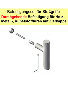 Stoßgriff-Befestigungs-Set | durchgehende Befestigung an Metall/Holz/Kunststofftüren mit Zierkappe Südmetall