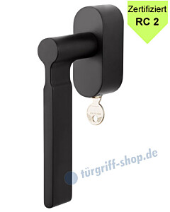 ID-9 Fenstergriff ovale Rosette abschließbar RC 2 zertifiziert Schwarz RAL 9005 von Jatec Vollansicht