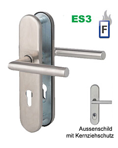 Sicura Ronny-LS/LS Feuer-Schutzgarnitur ES3 / FS Stift 9 mm, mit KZS, Drücker/Drücker Edelstahl matt von Südmetall